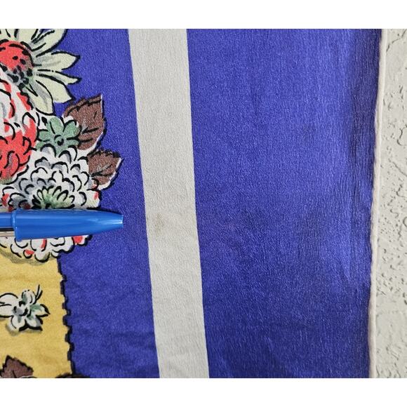 BAAR & BEARDS Silk Scarf Occupied Japan 33 x 33 Hand Rolled Floral VINTAGE AS IS - Picture 8 of 8
